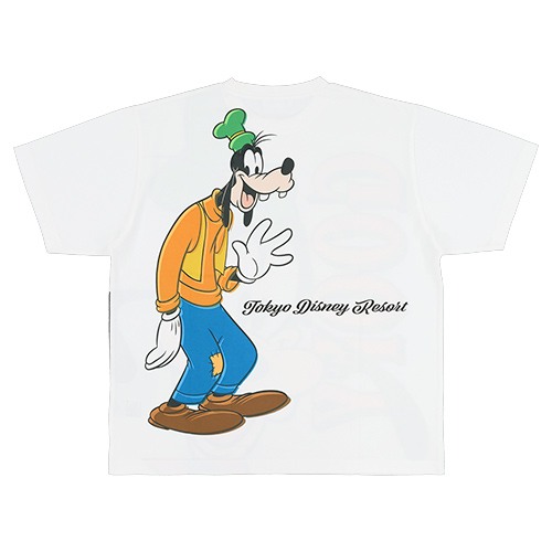 東京ディズニーリゾート公式グーフィーTシャツの背面。グーフィーの全身とTokyo Disney Resortの文字